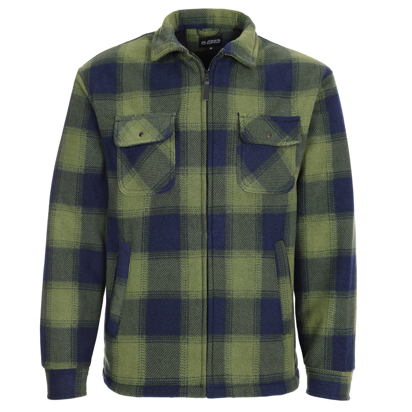 Fort Portman Shacket - Sherpa Fleece Lined - Full Length Front Zip - Adjustable Studded Cuffs